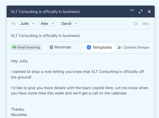 Email templates and snippets